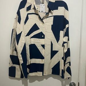 H&M Navy and Cream Geometric shirt and Pant